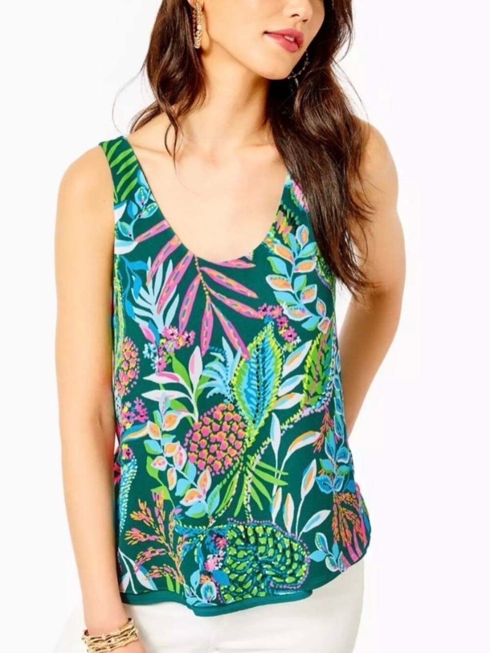Lilly Pulitzer XL Tropical Sunshine Jungle Florin Sleeveless Scoop Tank Top NWT